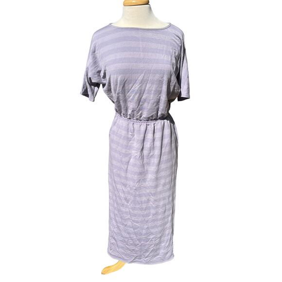 Garnet Hill Purple Dress Woman's XS Elastic Gathered Waist Pockets  Soft Comfy - Picture 1 of 10